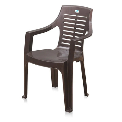 Nilkamal CHR6020 Plastic Arm Chair (Weather Brown) - Slight Side View