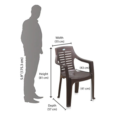 Nilkamal CHR6020 Plastic Arm Chair (Weather Brown) - Size In Centimeter