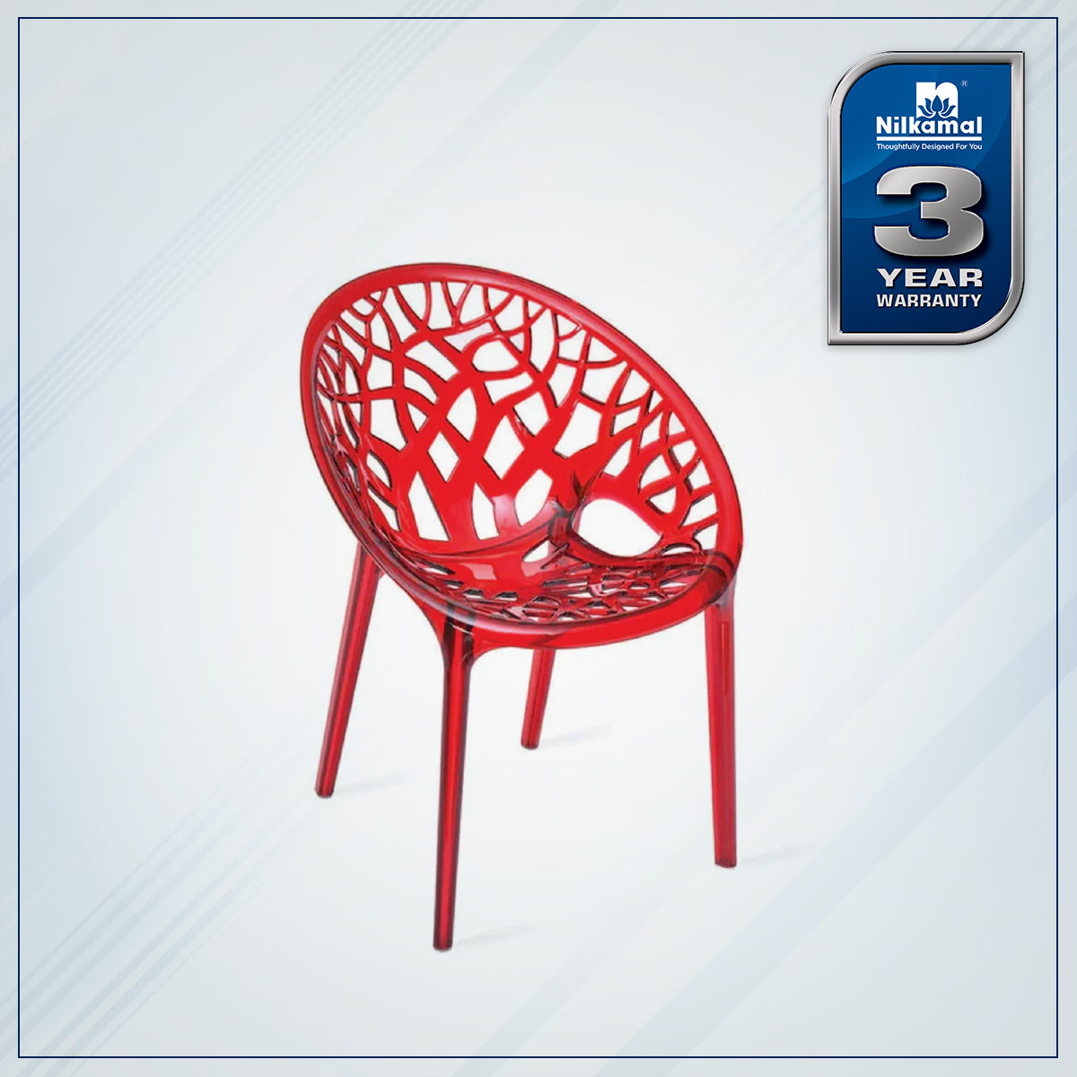 Nilkamal Crystal Polycarbonate Armless Chair (Red Wine)