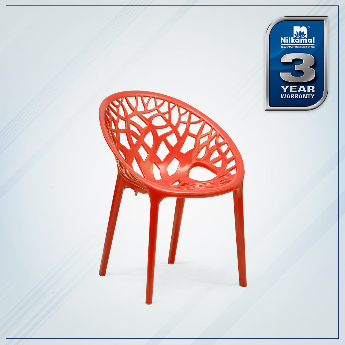 Nilkamal Crystal Polypropylene Armless Chair (Bright Red)