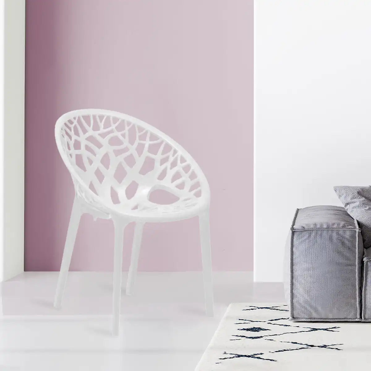 Nilkamal Crystal Polypropylene Armless Chair (Milky White)