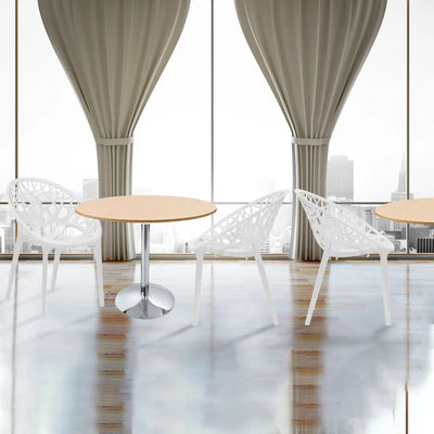 Nilkamal Crystal Polypropylene Armless Chair (Milky White) - Table With Chairs