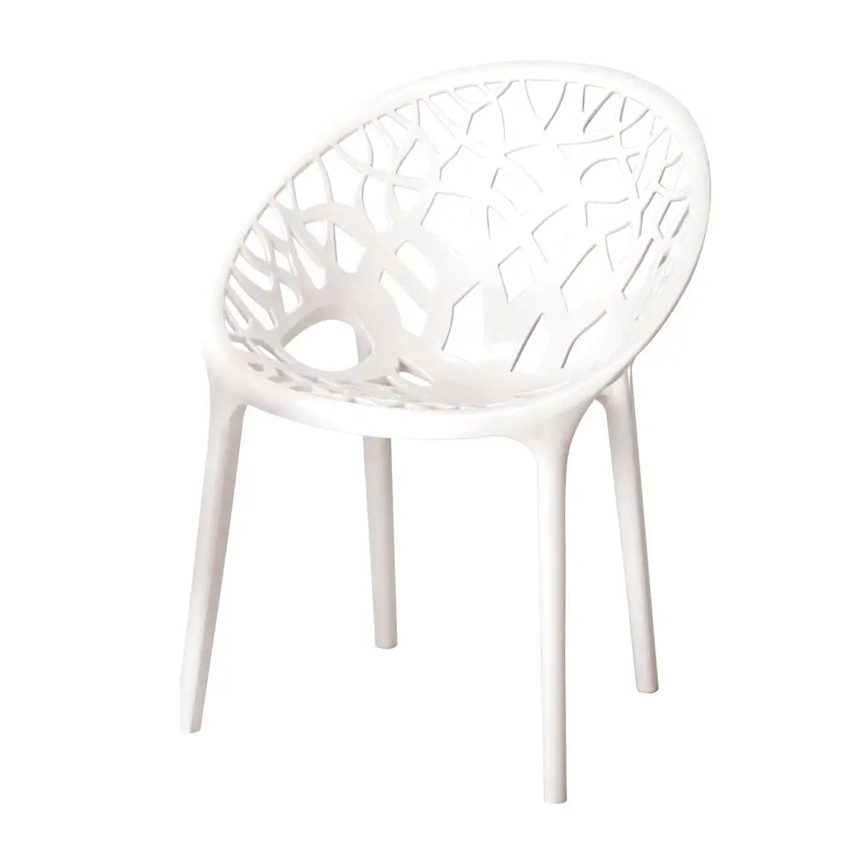 Nilkamal Crystal Polypropylene Armless Chair (Milky White) - Slight Side View 4