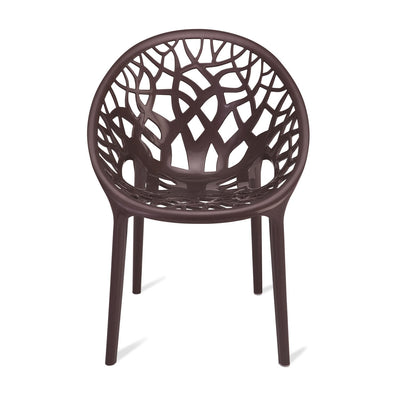 Nilkamal Crystal Chairs and Mystique Glass Top Coffee Table Plastic Outdoor Set (Weather Brown & Season Rust Brown)