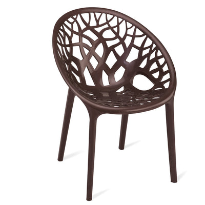 Nilkamal Crystal Chairs and Mystique Glass Top Coffee Table Plastic Outdoor Set (Weather Brown & Season Rust Brown)