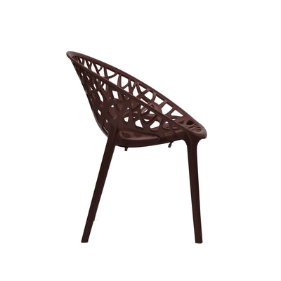 Nilkamal Crystal Chairs and Mystique Glass Top Coffee Table Plastic Outdoor Set (Weather Brown & Season Rust Brown)