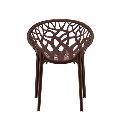 Nilkamal Crystal Chairs and Glass Top Coffee Table Plastic Outdoor Set (Weather Brown)