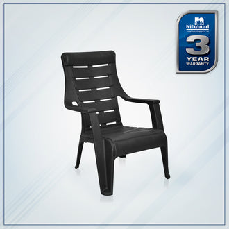 Nilkamal Sunday Plastic Arm Chair (Iron Black)