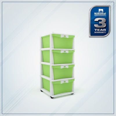 Nilkamal CHTR24 Four Layers Chest of Drawer (Cream and Pastel Green)
