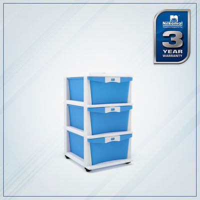 Nilkamal CHTR23 Three Layers Chest of Drawer (Blue and Cream)