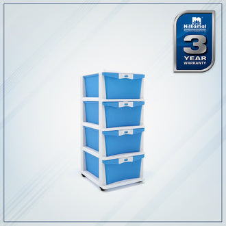 Nilkamal CHTR24 Four Layers Chest of Drawer (Blue and Cream)