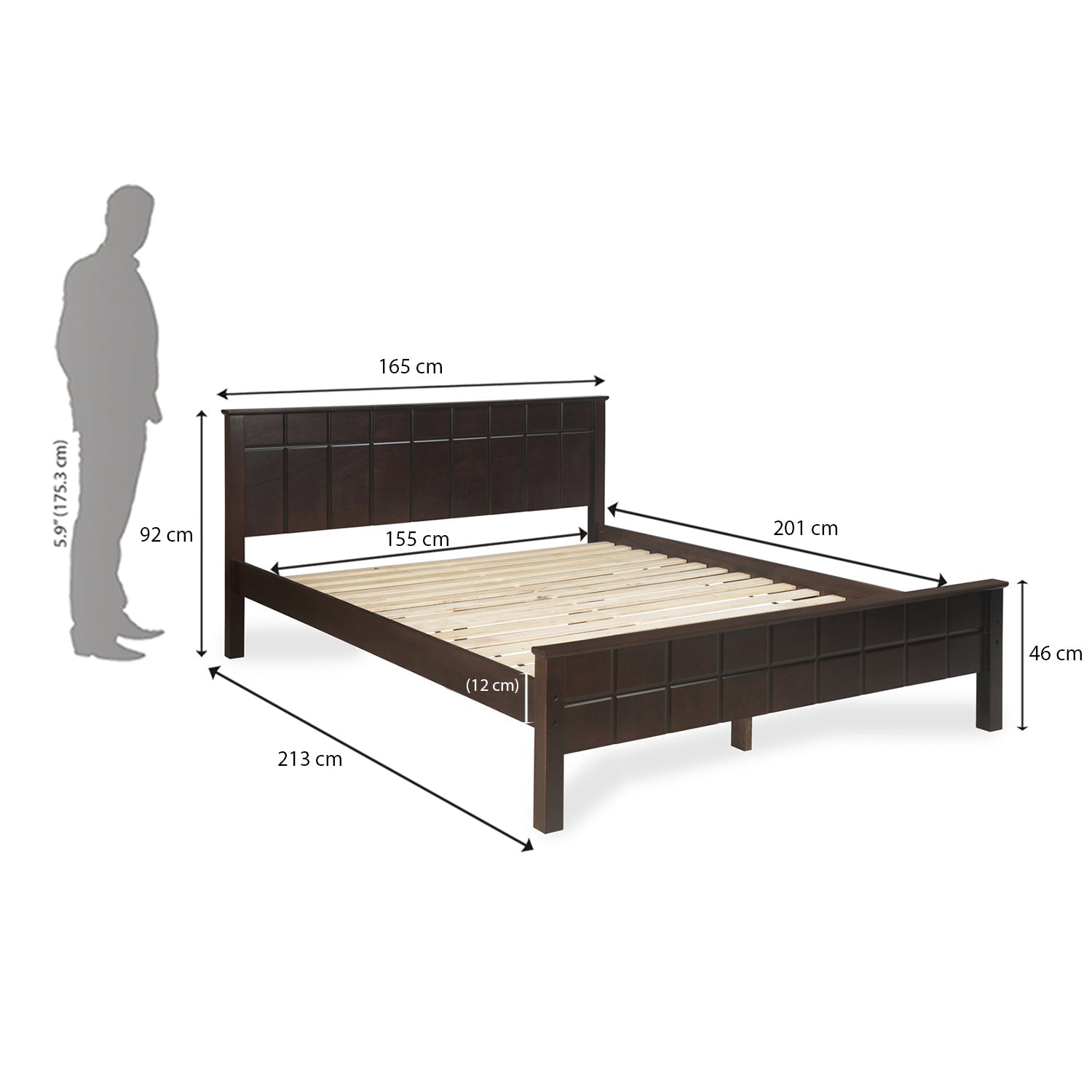 Nilkamal Cipher Solid Wood Queen Bed (Espresso)