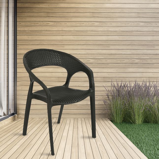 Nilkamal Club Plastic Arm Chair (Charcoal Grey)