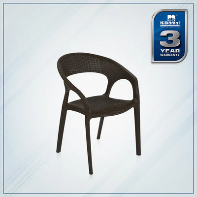 Nilkamal Club Plastic Arm Chair (Season Rust Brown) – Side View 1