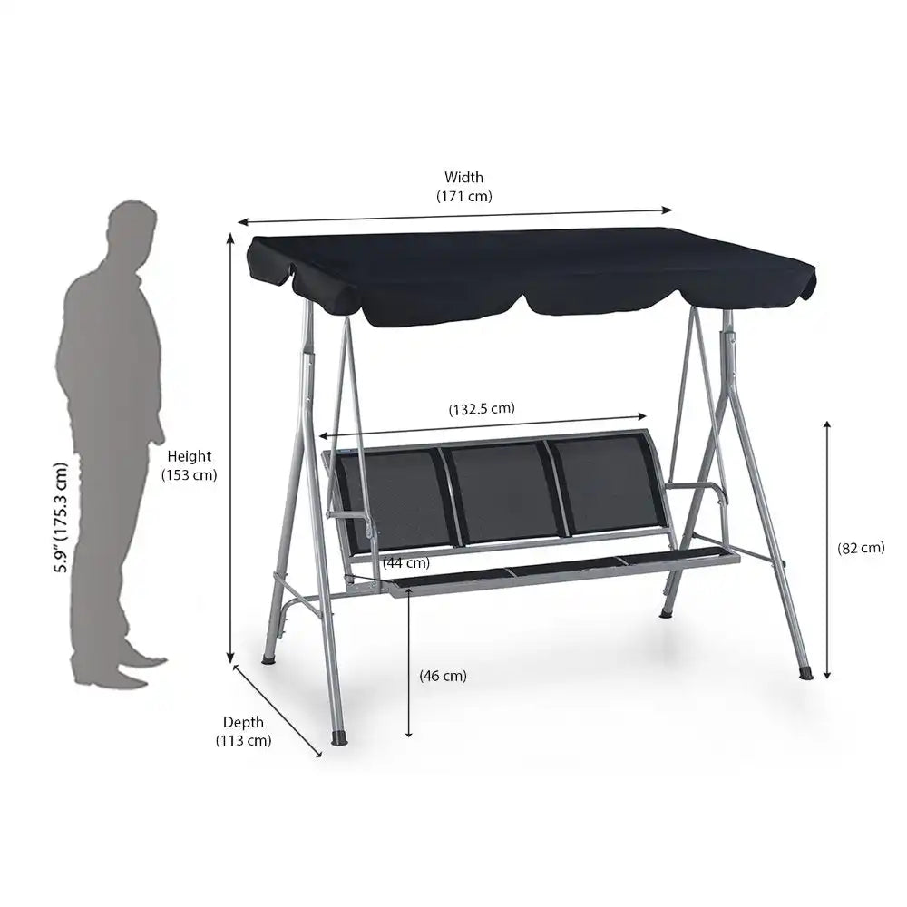 Nilkamal Comfy 3 Seater Swing (Grey / Black)