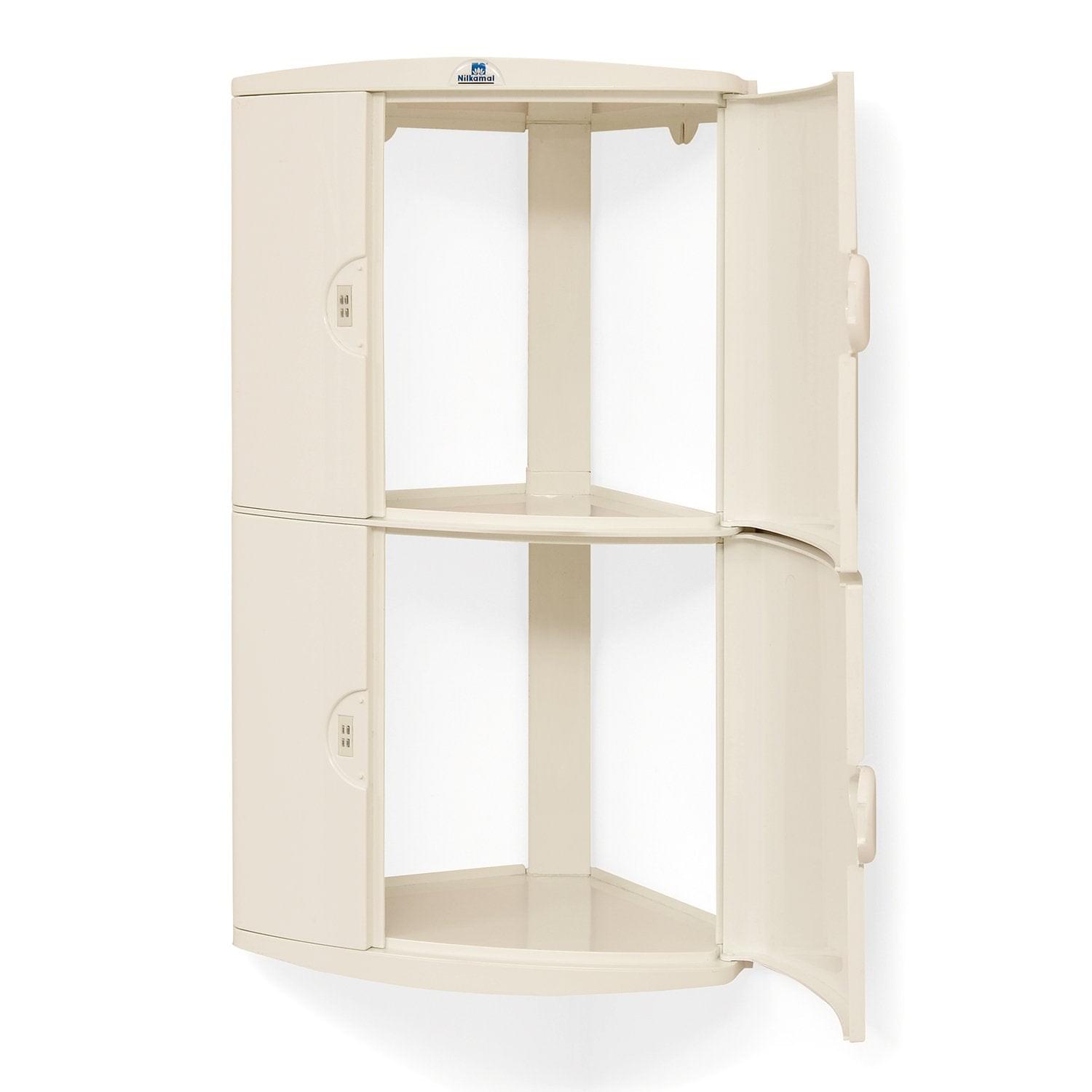 Nilkamal 2 Door Plastic Storage Corner Cabinet (Ivory)