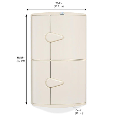 Nilkamal 2 Door Plastic Storage Corner Cabinet (Ivory)