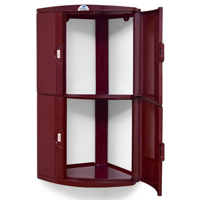 Nilkamal 2 Door Plastic Storage Corner Cabinet (Maroon)