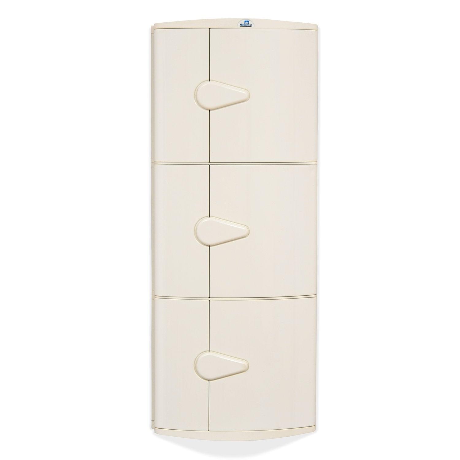 Nilkamal 3 Door Plastic Storage Corner Cabinet (Ivory)