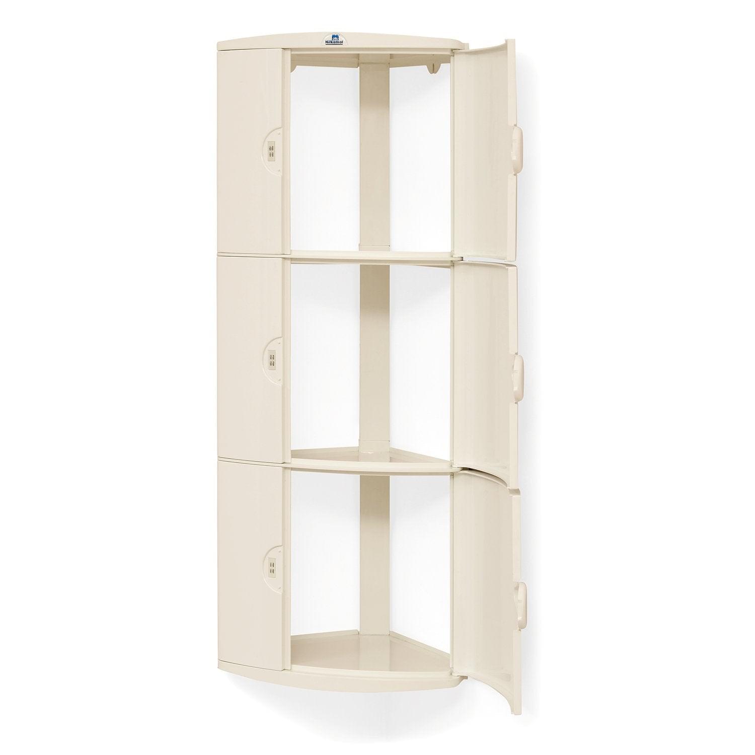 Nilkamal 3 Door Plastic Storage Corner Cabinet (Ivory)