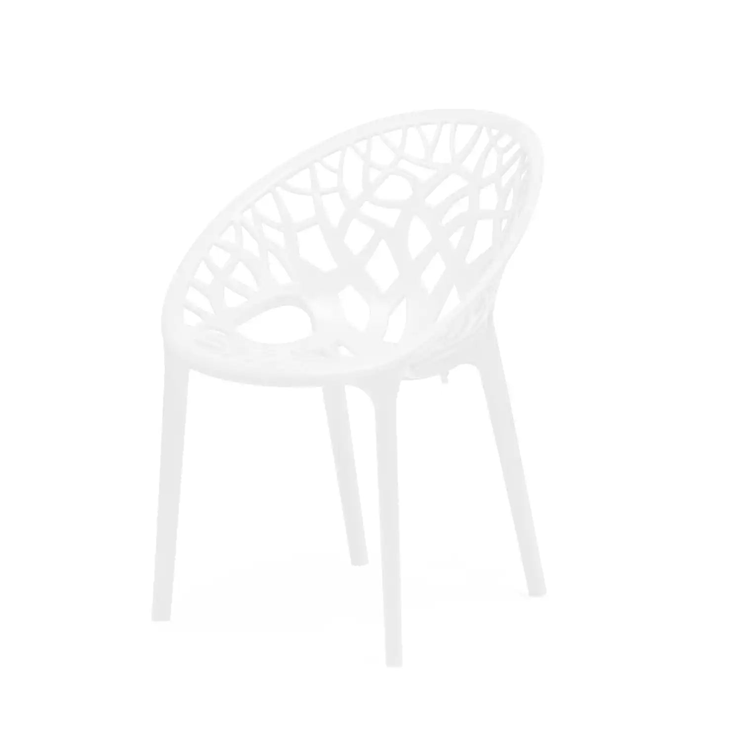 Nilkamal Crystal Polypropylene Armless Chair (Milky White) - Slight Side View 3