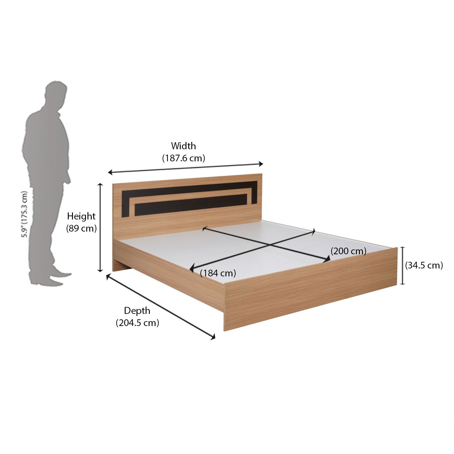 Nilkamal Cyril King Bed (Urban Teak)