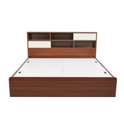 Nilkamal Drift Calipso King Bed With Storage (Classic Plank Walnut/White)