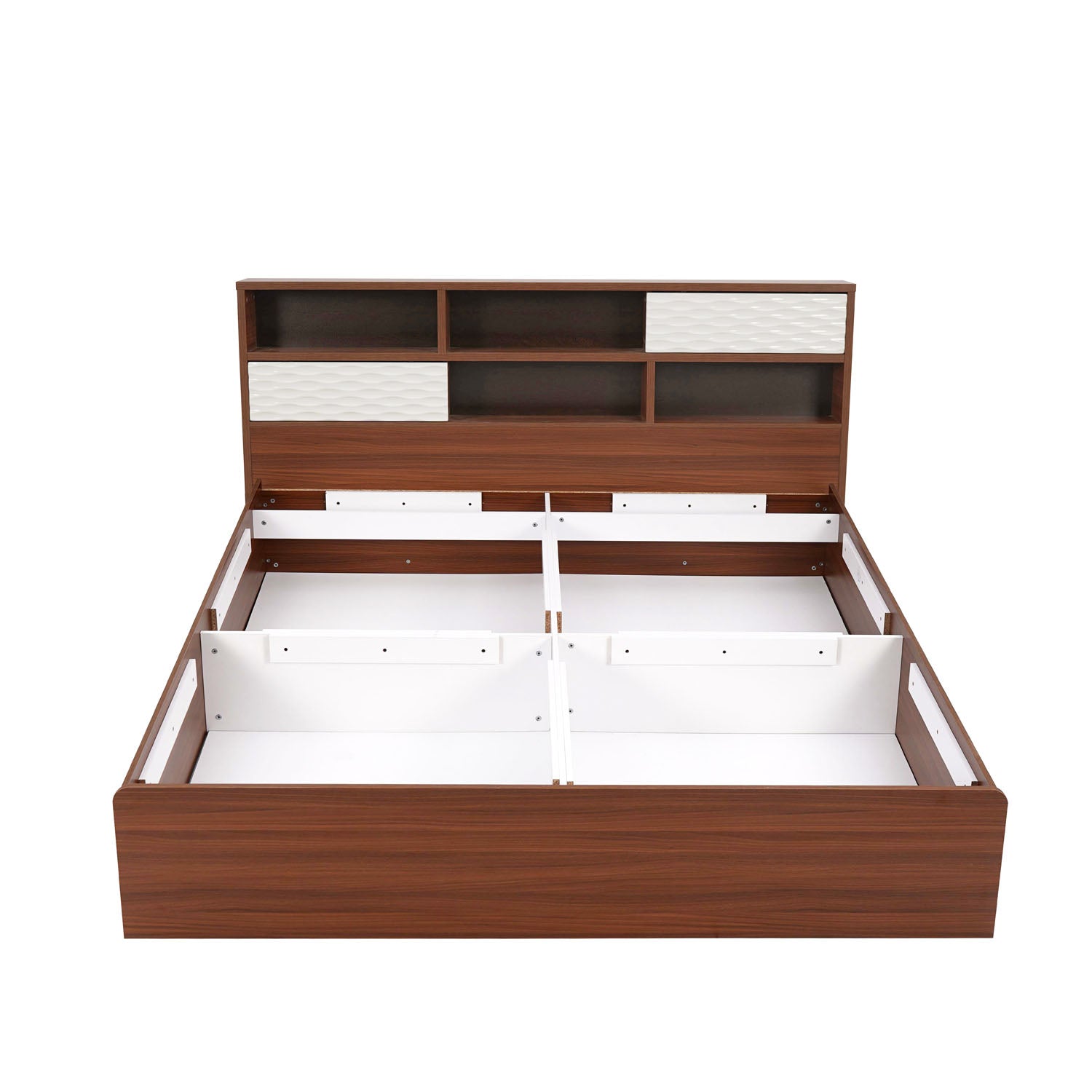 Nilkamal Drift Calipso King Bed With Storage (Classic Plank Walnut/White)