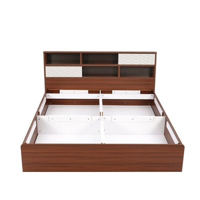 Nilkamal Drift Calipso Queen Bed With Storage (Classic Plank Walnut/White)