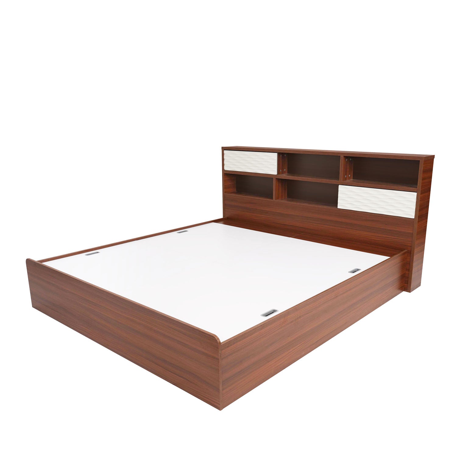 Nilkamal Drift Calipso Queen Bed With Storage (Classic Plank Walnut/White)