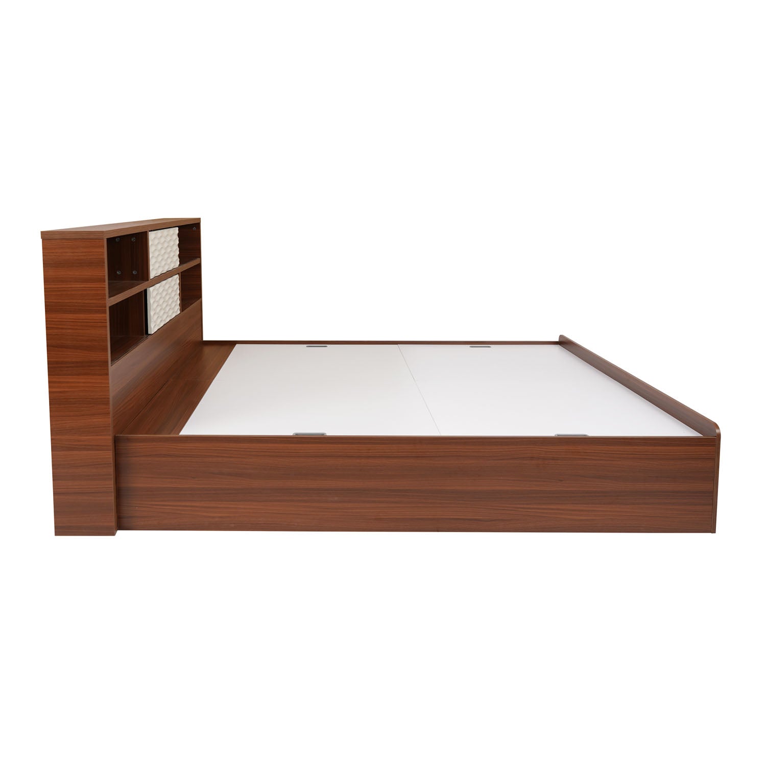Nilkamal Drift Calipso King Bed With Storage (Classic Plank Walnut/White)