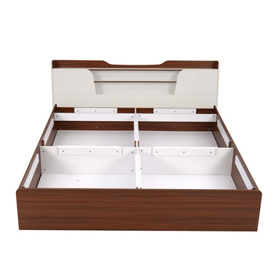 Nilkamal Hawk Calipso Queen Bed With Storage (Classic Plank Walnut/White)