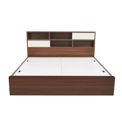 Nilkamal Drift Calipso Queen Bed Without Storage (Classic Plank Walnut/White)