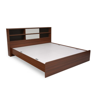 Nilkamal Drift Calipso Queen Bed Without Storage (Classic Plank Walnut/White)
