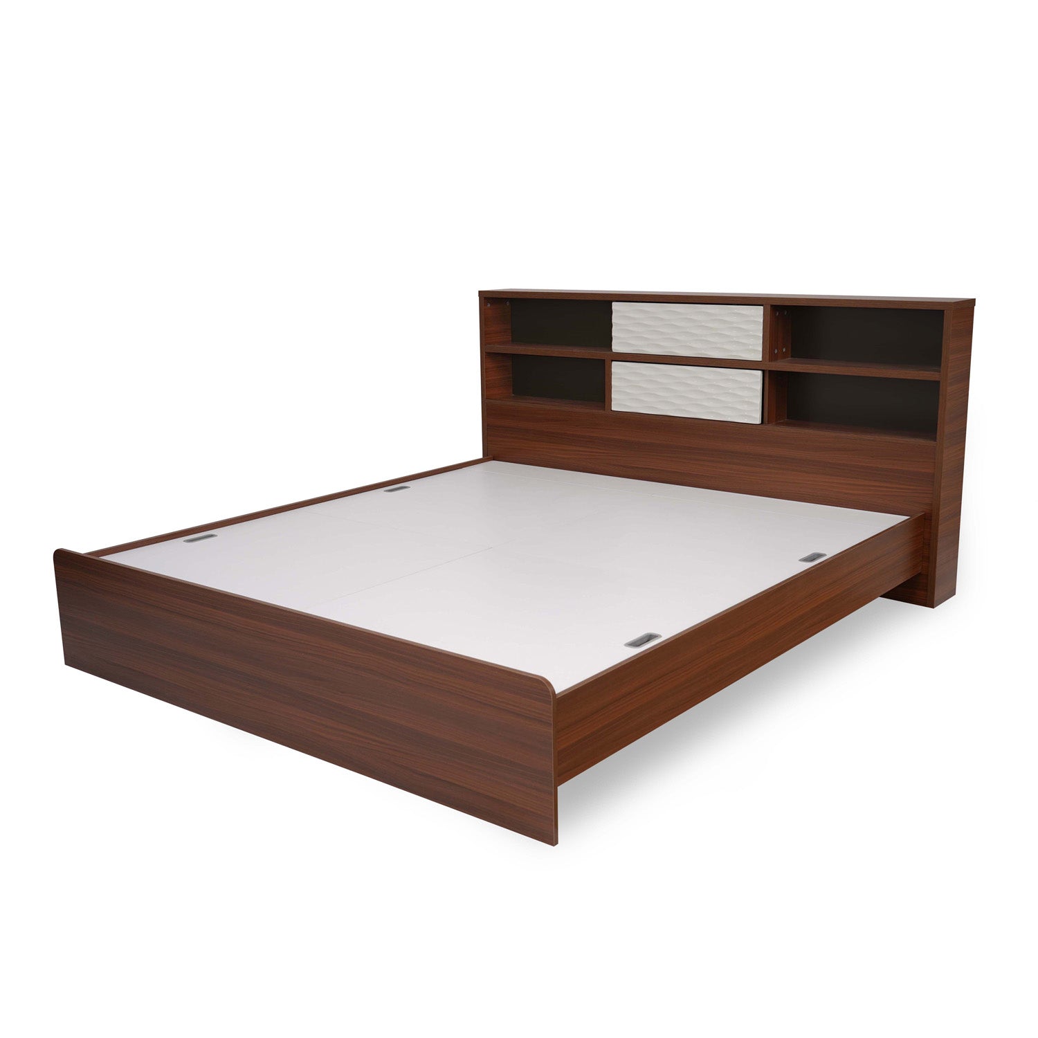 Nilkamal Drift Calipso Queen Bed Without Storage (Classic Plank Walnut/White)