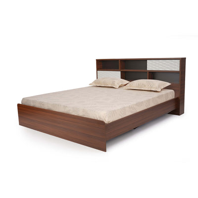 Nilkamal Drift Calipso Queen Bed Without Storage (Classic Plank Walnut/White)