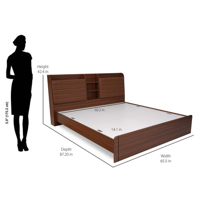Nilkamal Tokyo Calipso Queen Bed Without Storage (Classic Plank Walnut)