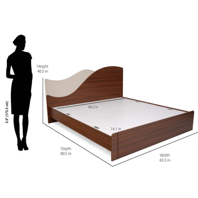 Nilkamal Wave Calipso Queen Bed Without Storage (Classic Plank Walnut)