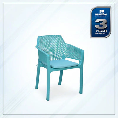 Nilkamal Captain Chair with Leatherette Cushion (Sapphire Blue) – Side View 1