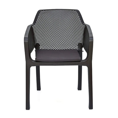 Nilkamal Captain Chairs and Glass Top Coffee Table Plastic Outdoor Set (Season Rust Brown & Weather Brown)