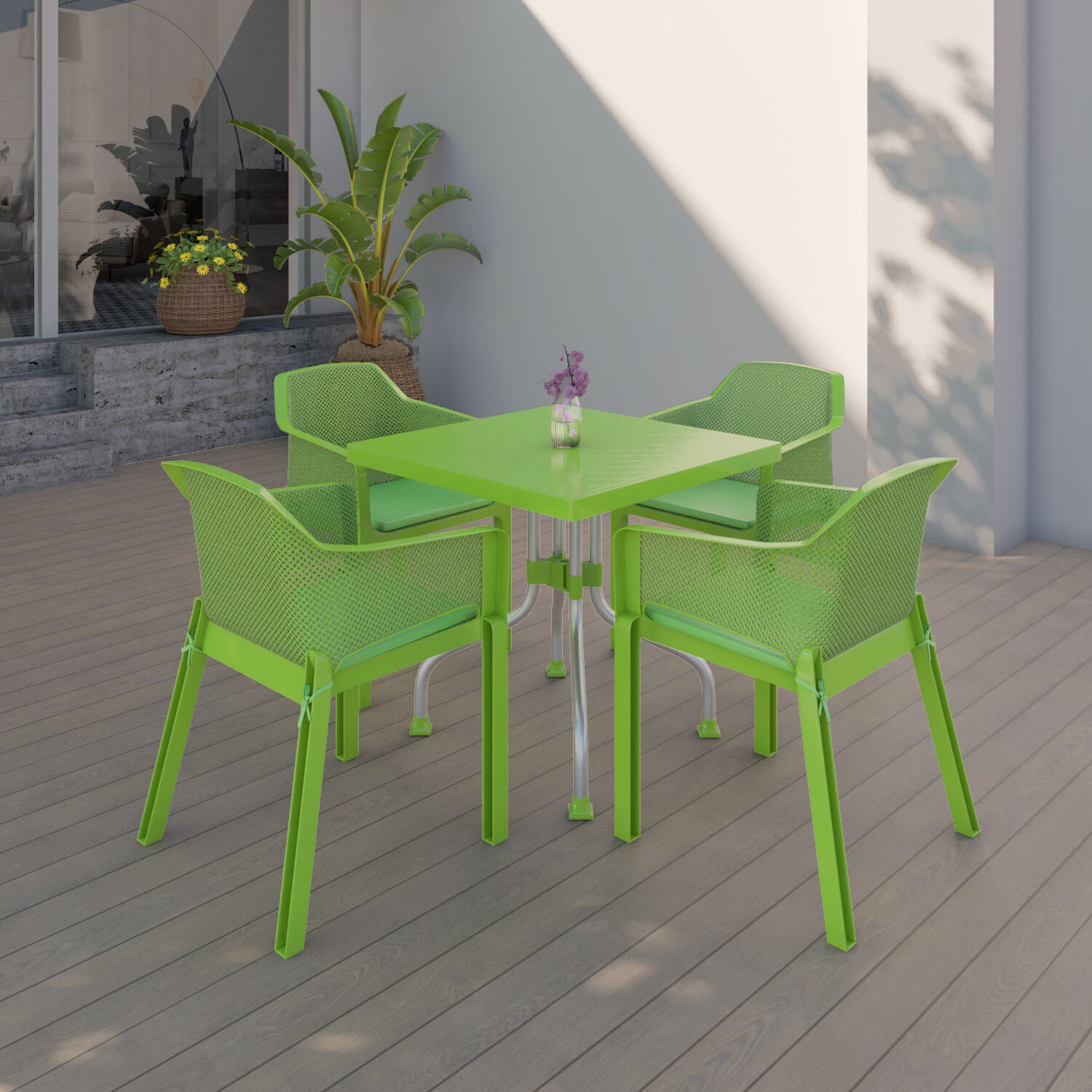 Nilkamal Orchid Chair Plastic Dining Set (Green)