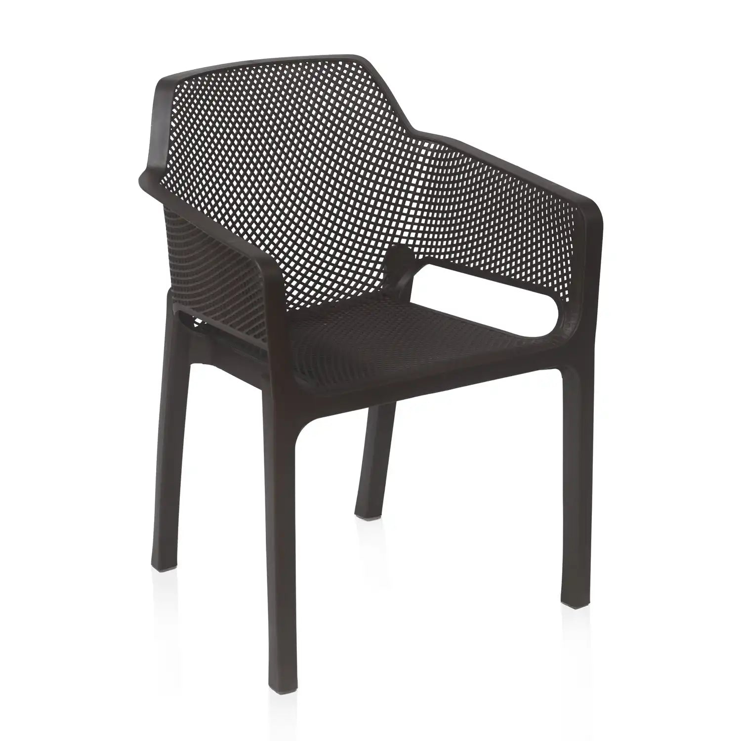 Nilkamal Captain Plastic Arm Chair (Season Rust Brown) - Slight Side View