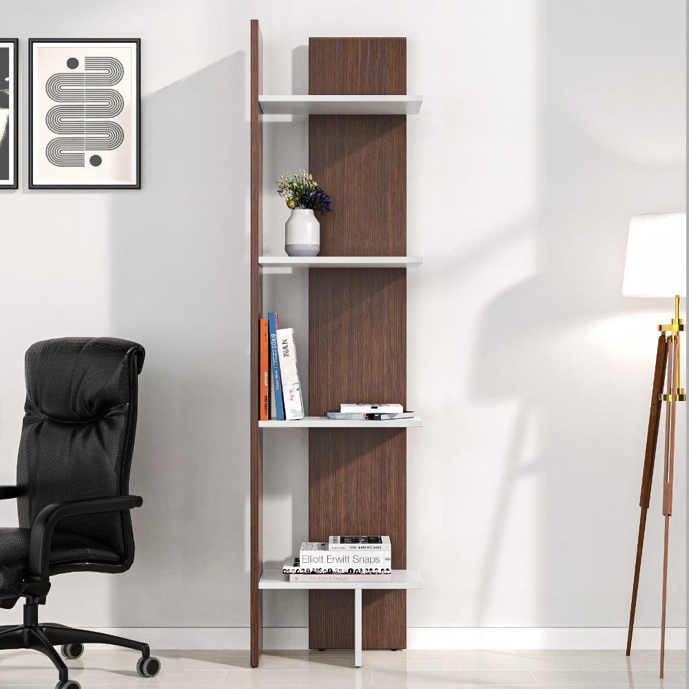 Nilkamal Cliff 4 Tier Bookshelf (Urban Walnut / Oak White)