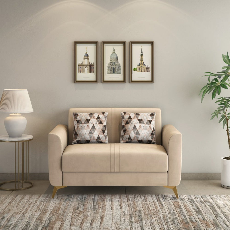Nilkamal Cooper Fabric 2 Seater Sofa With Cushions (Beige)