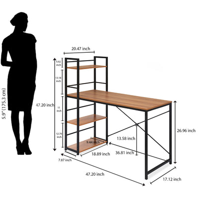Nilkamal Dalton Desk with Bookshelf (Teak)