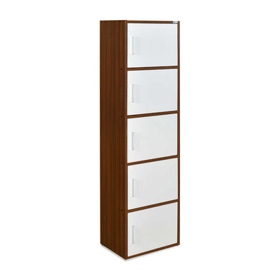 Nilkamal Sear 5 Tier Storage Cabinet (Classic Walnut & White)