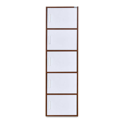 Nilkamal Sear 5 Tier Storage Cabinet (Classic Walnut & White)