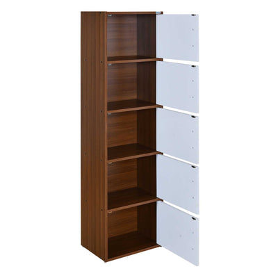 Nilkamal Sear 5 Tier Storage Cabinet (Classic Walnut & White)