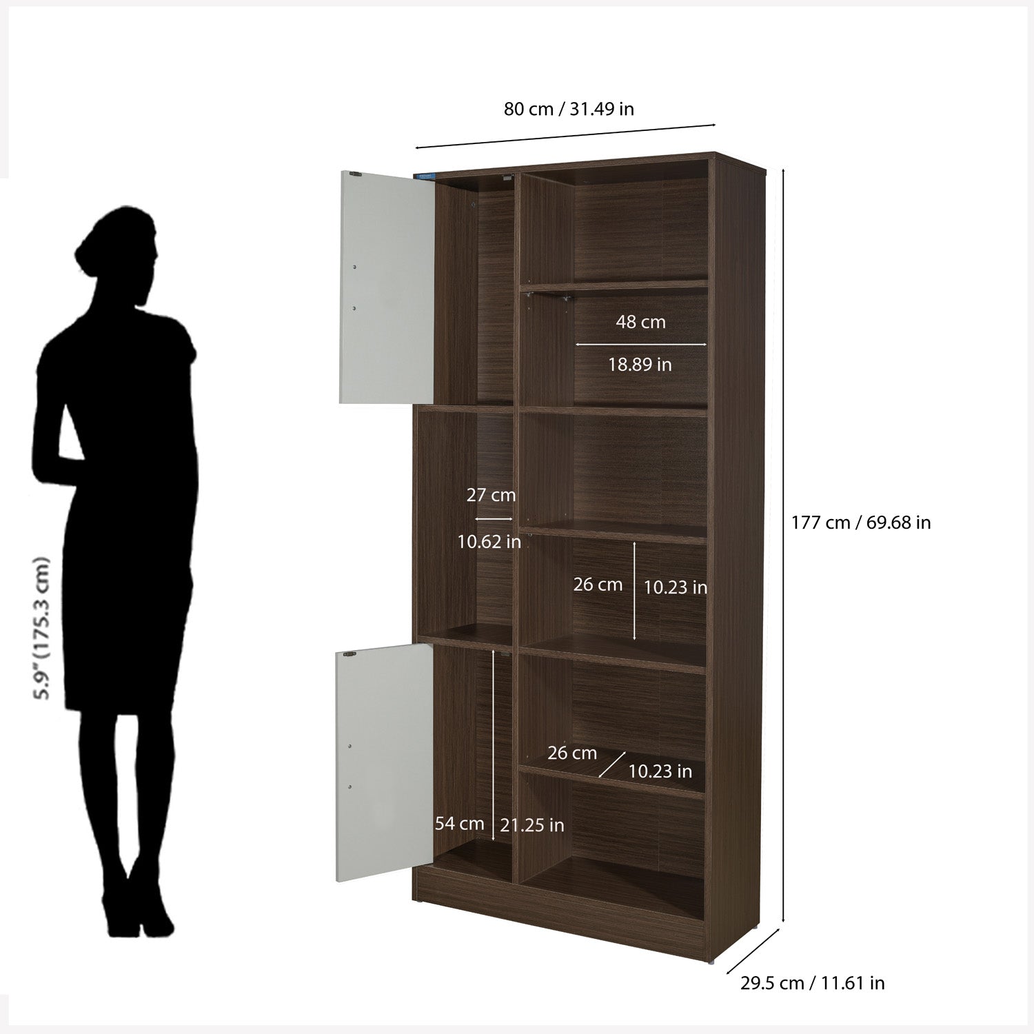 Nilkamal Madden Bookshelf (Legno Oak/Frosty White)
