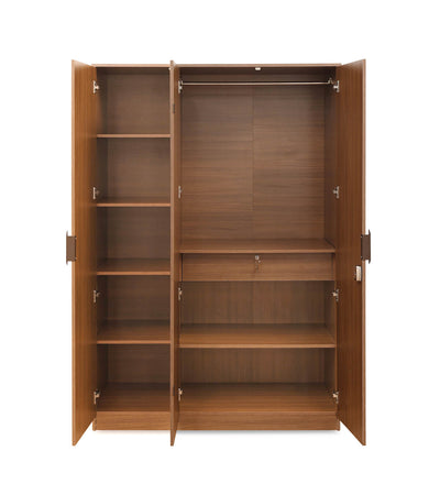 Nilkamal Milford 3 Door Wardrobe (Classic Walnut)